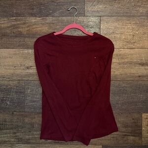 Tommy Hilfiger Red Fitted Long Sleeve Blouse